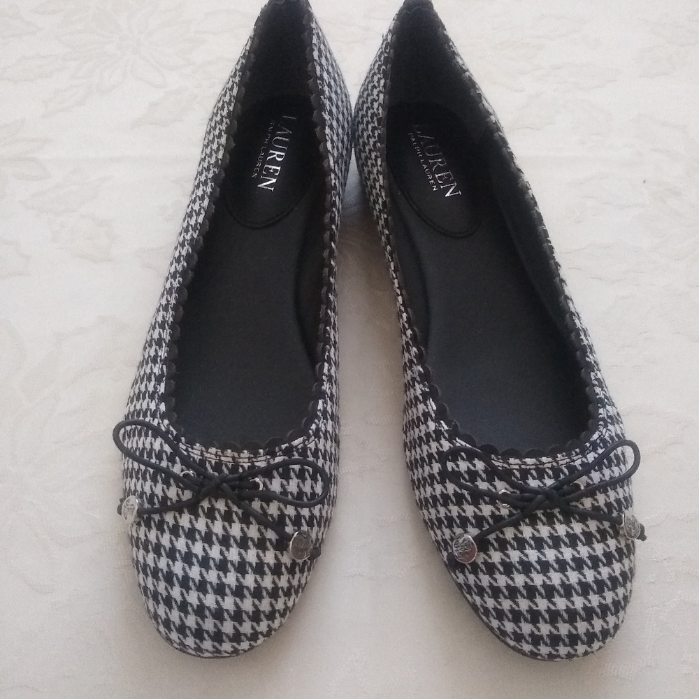 Ralph Lauren bow gingham houndstooth leather lined New